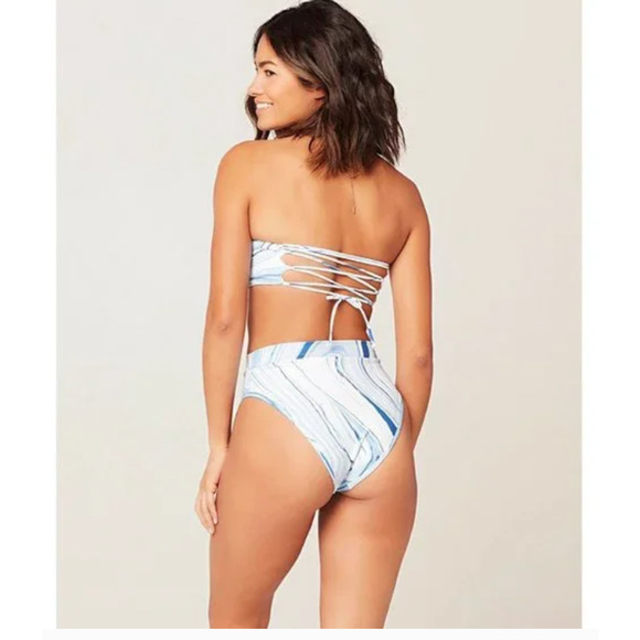 L*SPACE • Marble Blue White Frenchi Bitsy Bikini Bottom NEW Sz M - Picture 2 of 9